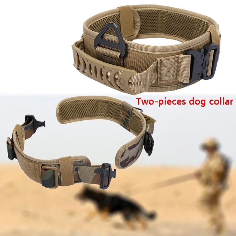 

Reflective Nylon Tactical Dog Collar Classic K9 Military Training with 2 Heavy Duty Metal Buckle Handle for Large