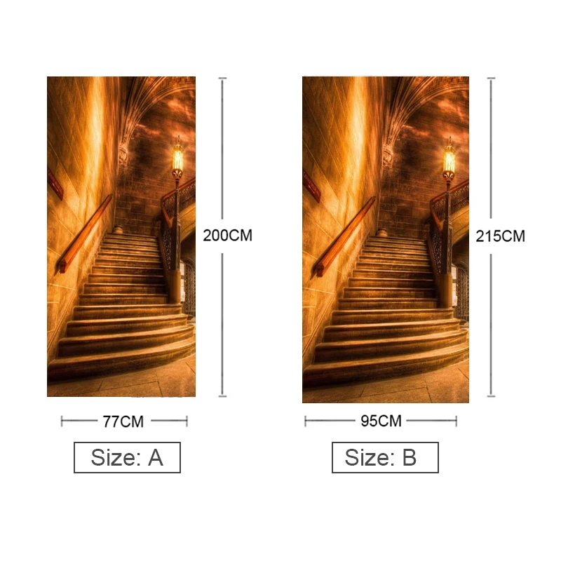 Самоклеящиеся наклейки на дверь из ПВХ золотой коридор лестница фотообои для