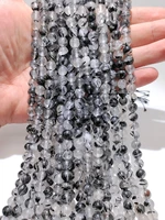 natural round black hair quartz crystal beads accessory loose spacer for jewelry making diy necklace bracelet 15 4 6 8 10mm