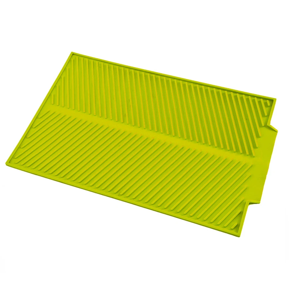 Зеленый Sink Silicone Heat Resistant Tableware Table Non Slip Durable Tray Kitchen Dish Drainer Organizer Practical Rectangle Drying Mat - Цвет: Зеленый