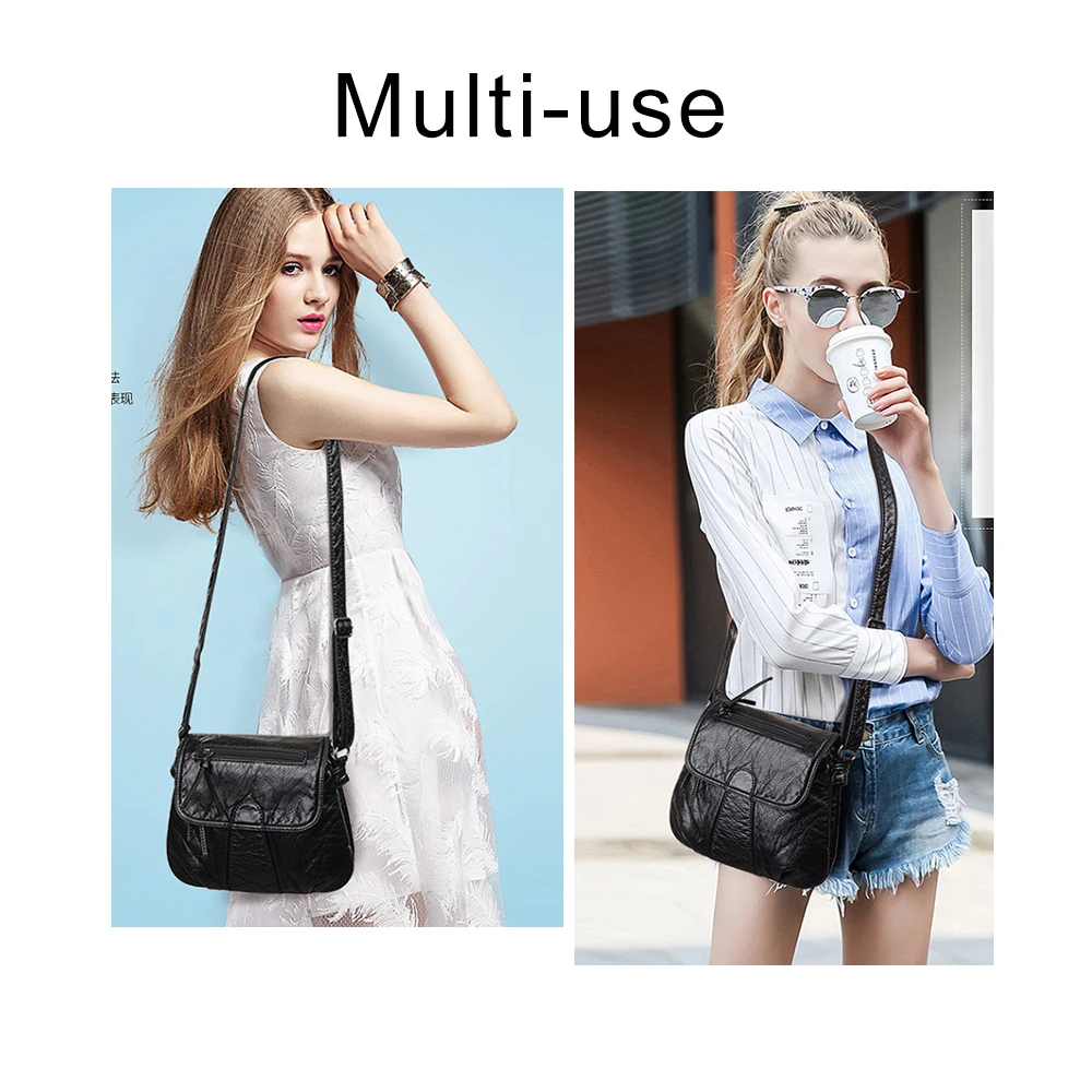 TTOU Soft Leather Women Messenger Crossbody Bag Retro Famale Shoulder Quality Lady Solid Handbag | Багаж и сумки
