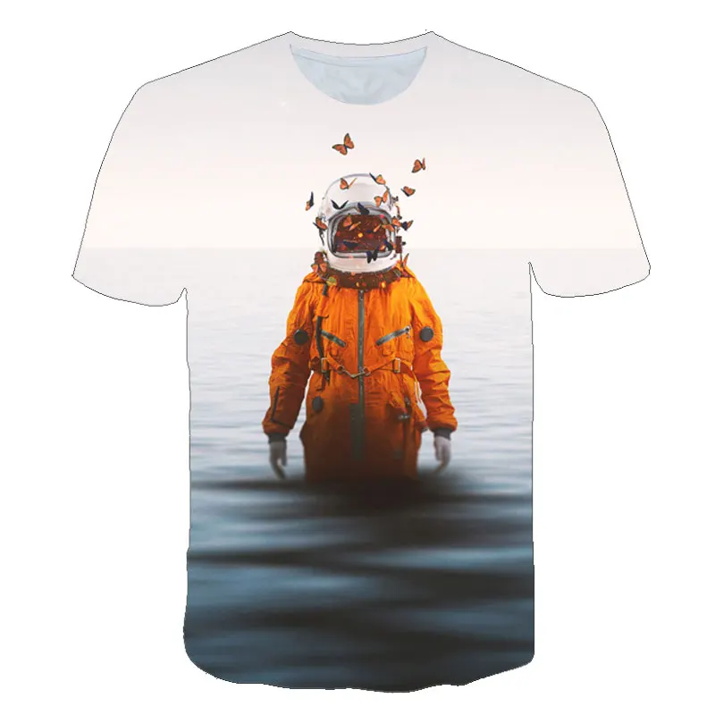 

2021 Summer New Children T-shirt The Astronauts Space Child Shirt Girl Short T Shirts Kids Vest Baby Clothes Boy Tops Teens Tee