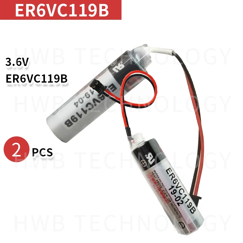 2 шт./лот Новая батарея ER6VC119B ER6V ER14500 PLC/3 6 V 2000mAh литиевая с черной вилкой Бесплатная
