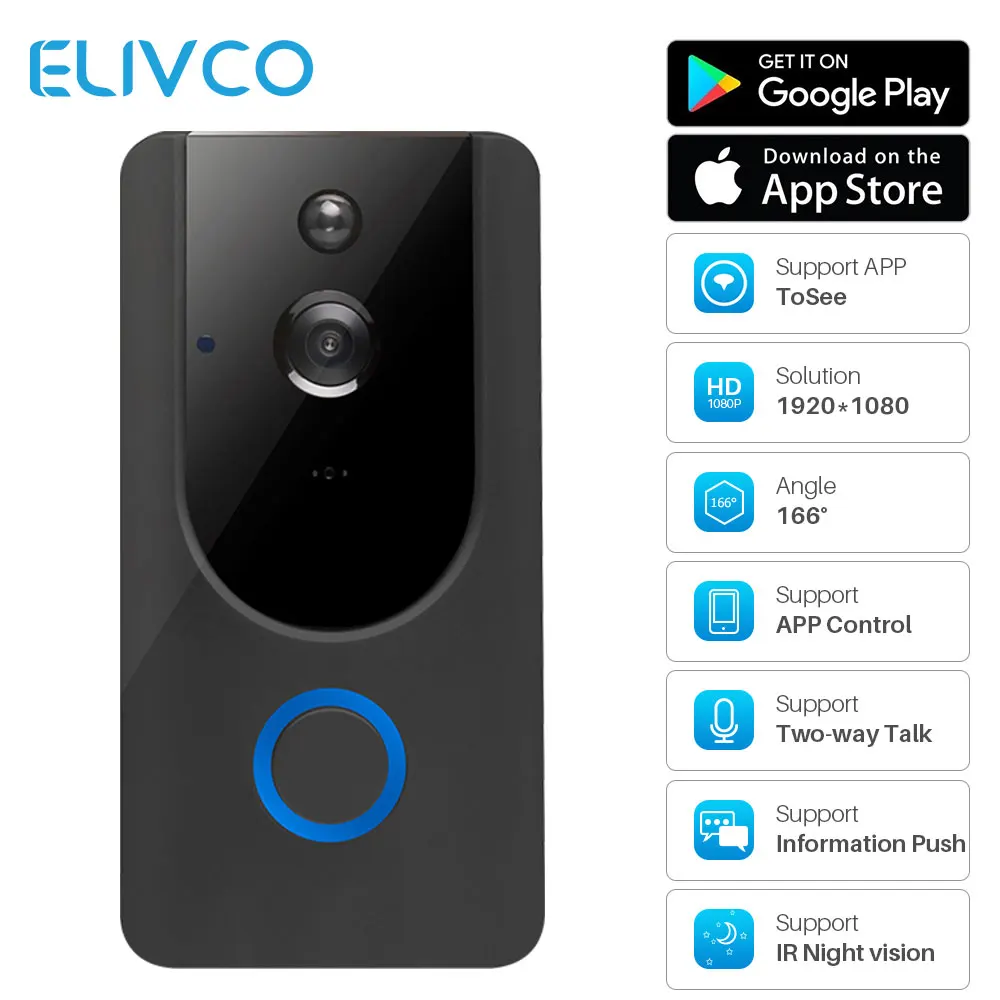 1080P умный видеодомофон домофон Wi Fi беспроводной дверной звонок инфракрасная