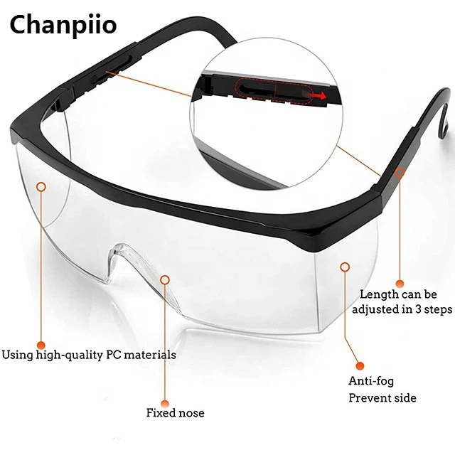 

Chanpiio Safety goggles,Safety Protective Glasses Crystal Clear Eye Protection Anti-Virus Dust-Proof Wind-Proof