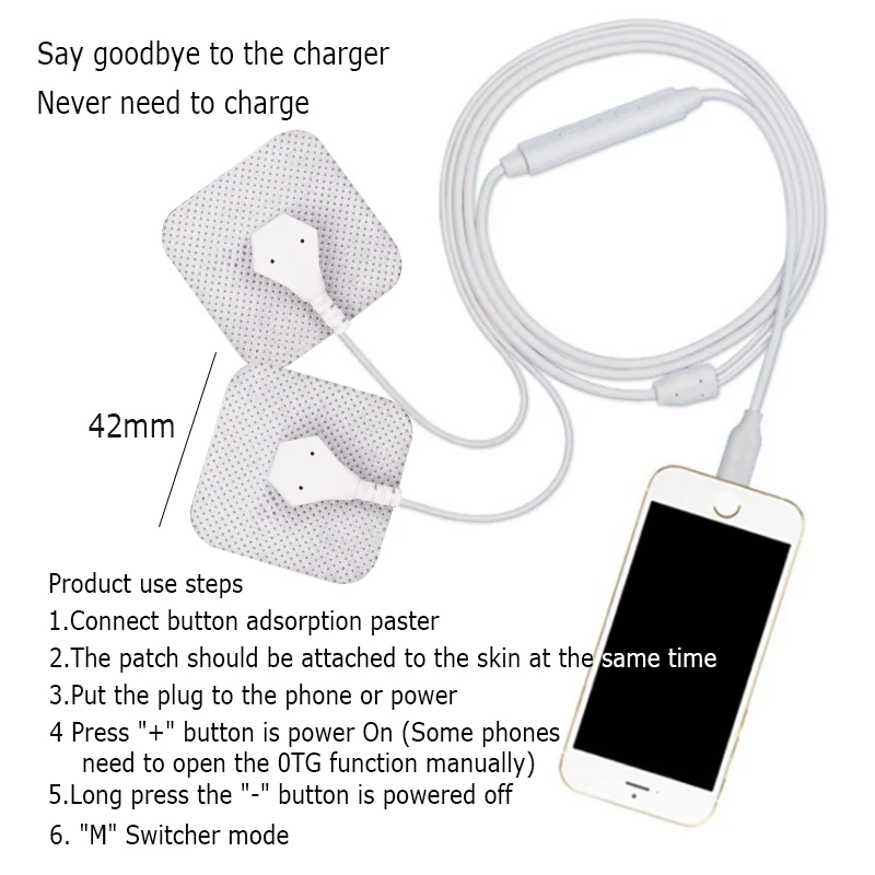 6 режимов Портативный USB смартфон массажер для тела десятки акупунктурный