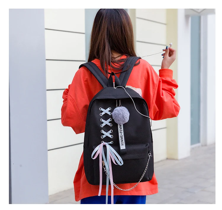 Комплект из 4 предметов мода рюкзак Для женщин для отдыха Back Pack Япония дамы рюкзак Повседневное Для женщин девочек-подростков Классический Рюкзак Школьный Сумки