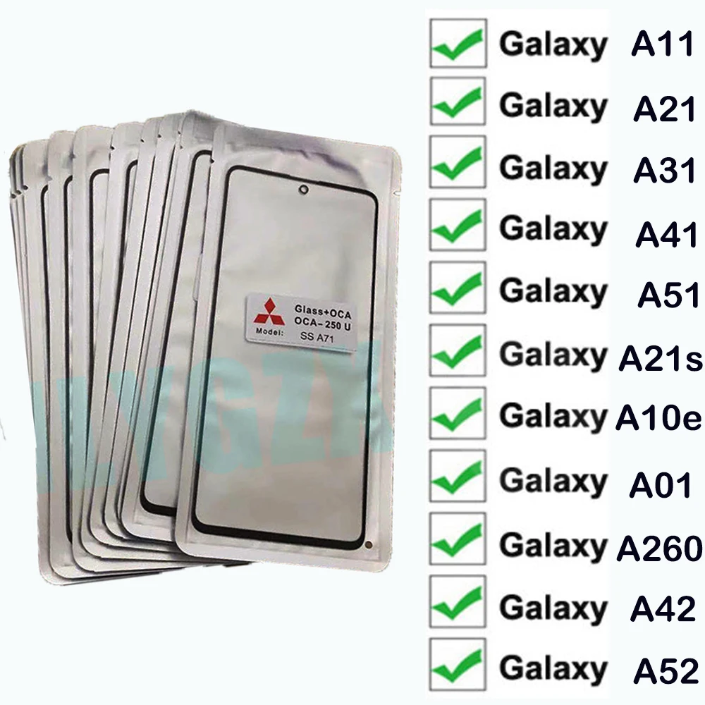 

10Pcs for Samsung Galaxy A11 A21 21S A31 A41 A51 A71 A260 A42 A52 Touch Screen Front Glass Panel LCD Outer Display Lens with Oca