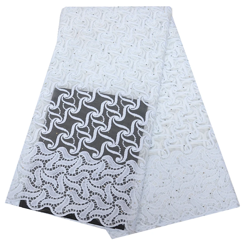 2020 новая белая африканская ткань французская 5 ярдов кружевная с камнями