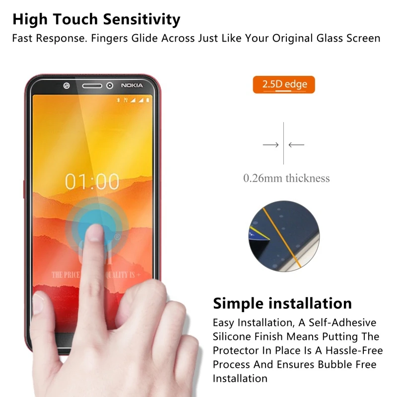 2 шт закаленное стекло для Nokia C1 защита экрана 2.5D 9H Премиум Закаленное Защитная