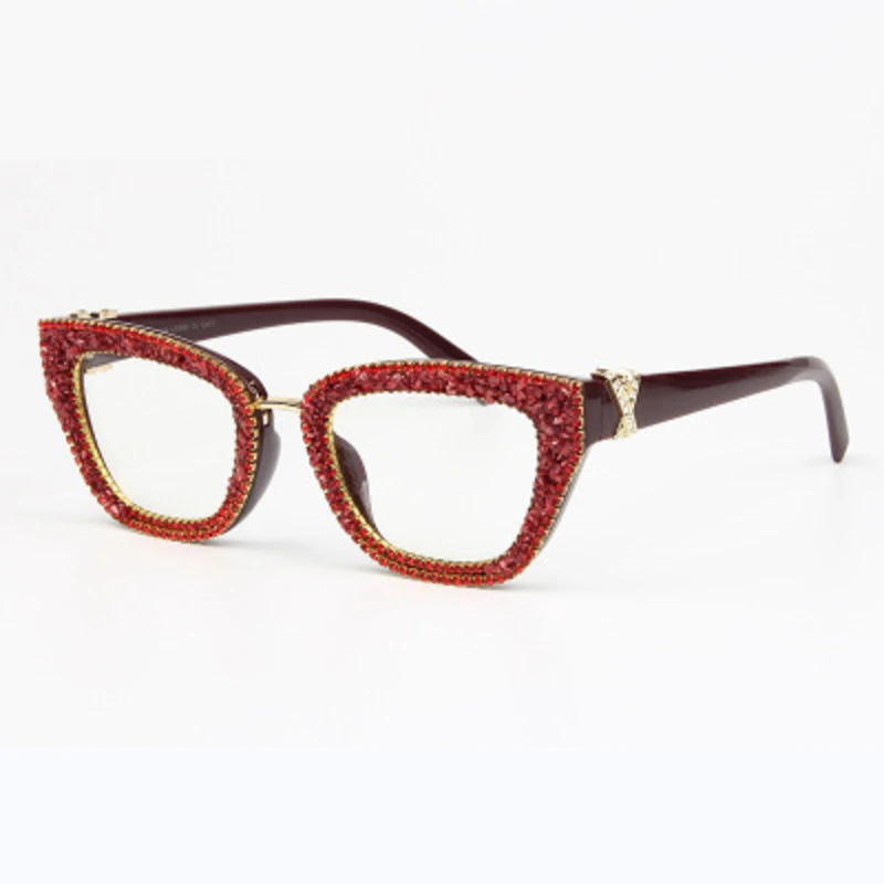 Ретро квадратные очки со стразами кошачий глаз женские роскошные брендовые