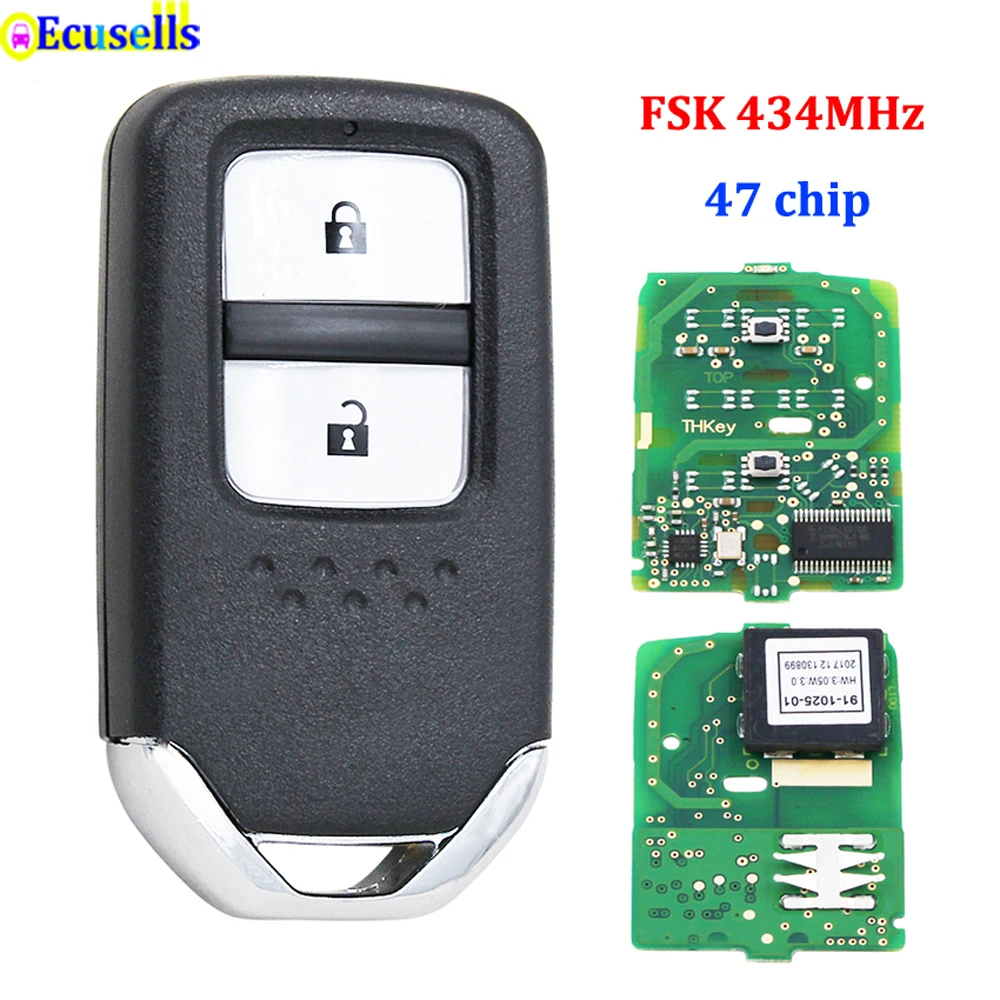 2 кнопки дистанционного ключа FSK 434 МГц ID47 чип для Honda CR V HR Джаз город FCC аддитивного