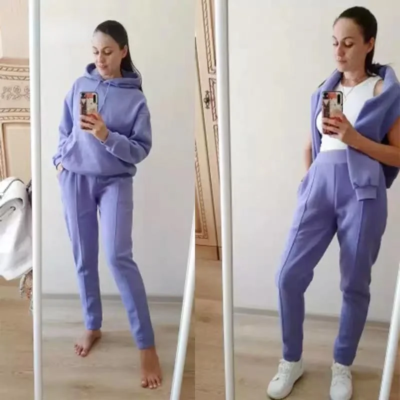 

Deeptown Tracksuit Women Couple Hoodies Two Piece Sweatshirt Y2k Cotton Long Sleeve Sports Pullover 2021 Solid Casual Loose Chic