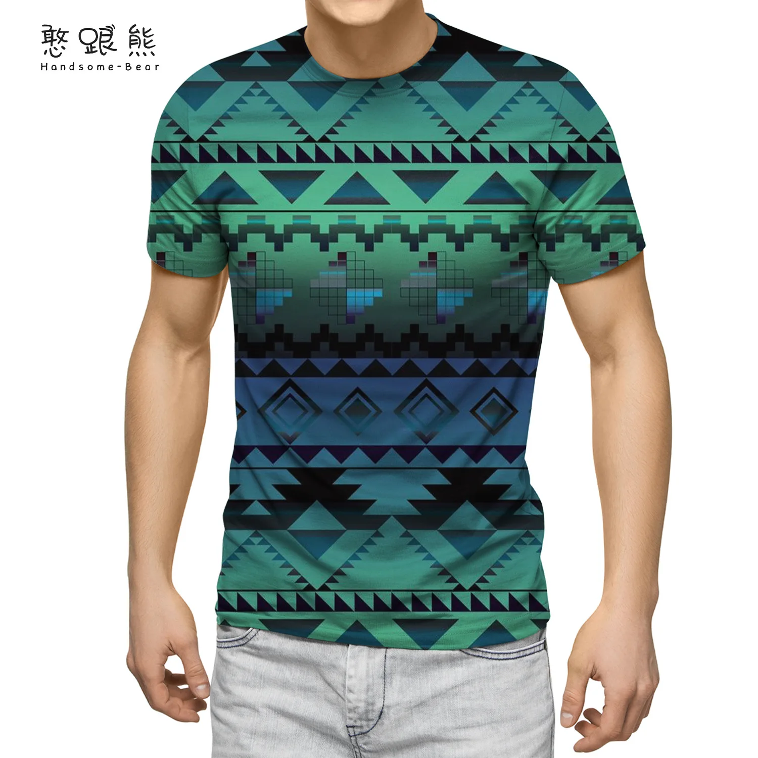 

2021 summer fashion and popular men's T-shirt 3D printing most dazzling ethnic style men's slim short-sleeved