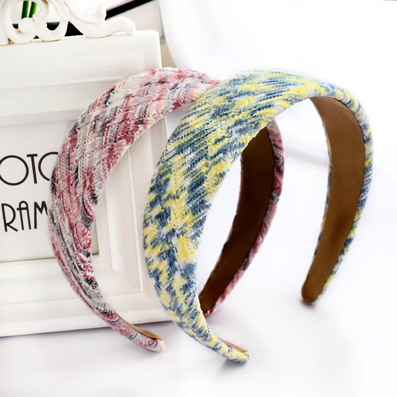 

Винтажная шерстяная Зимняя повязка для волос, Женская повязка на голову, аксессуары для волос для девочек, широкий ободок для волос, opaska do ...