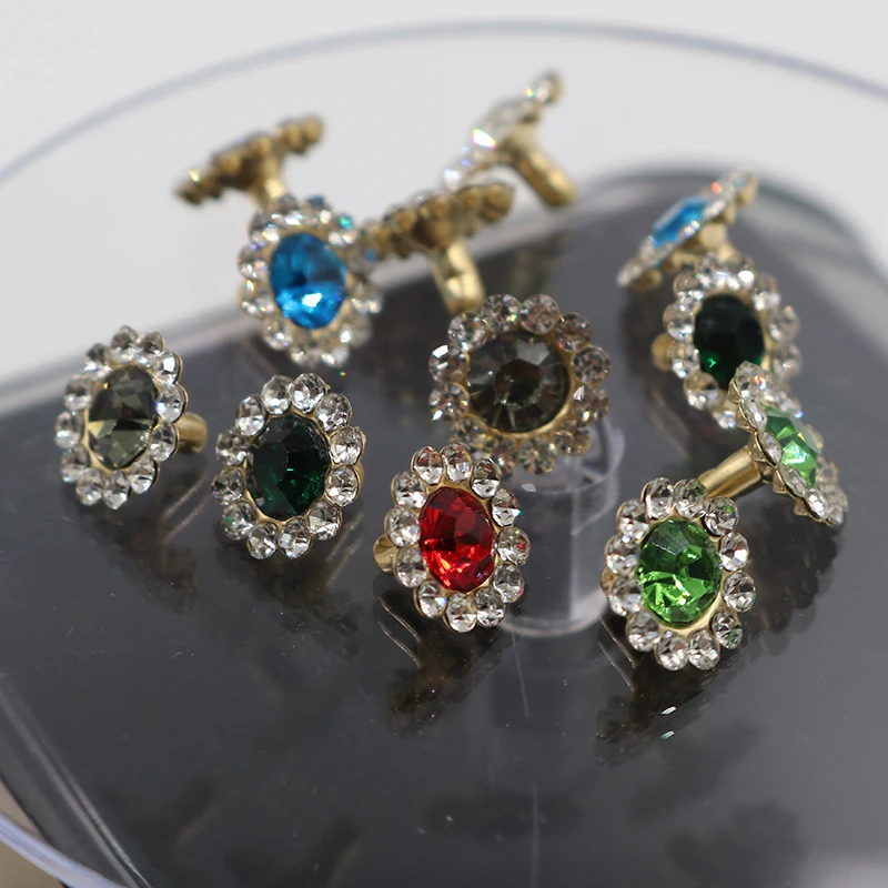 100 комплектов 12 мм Разноцветные Заклепки из горного хрусталя в форме цветка