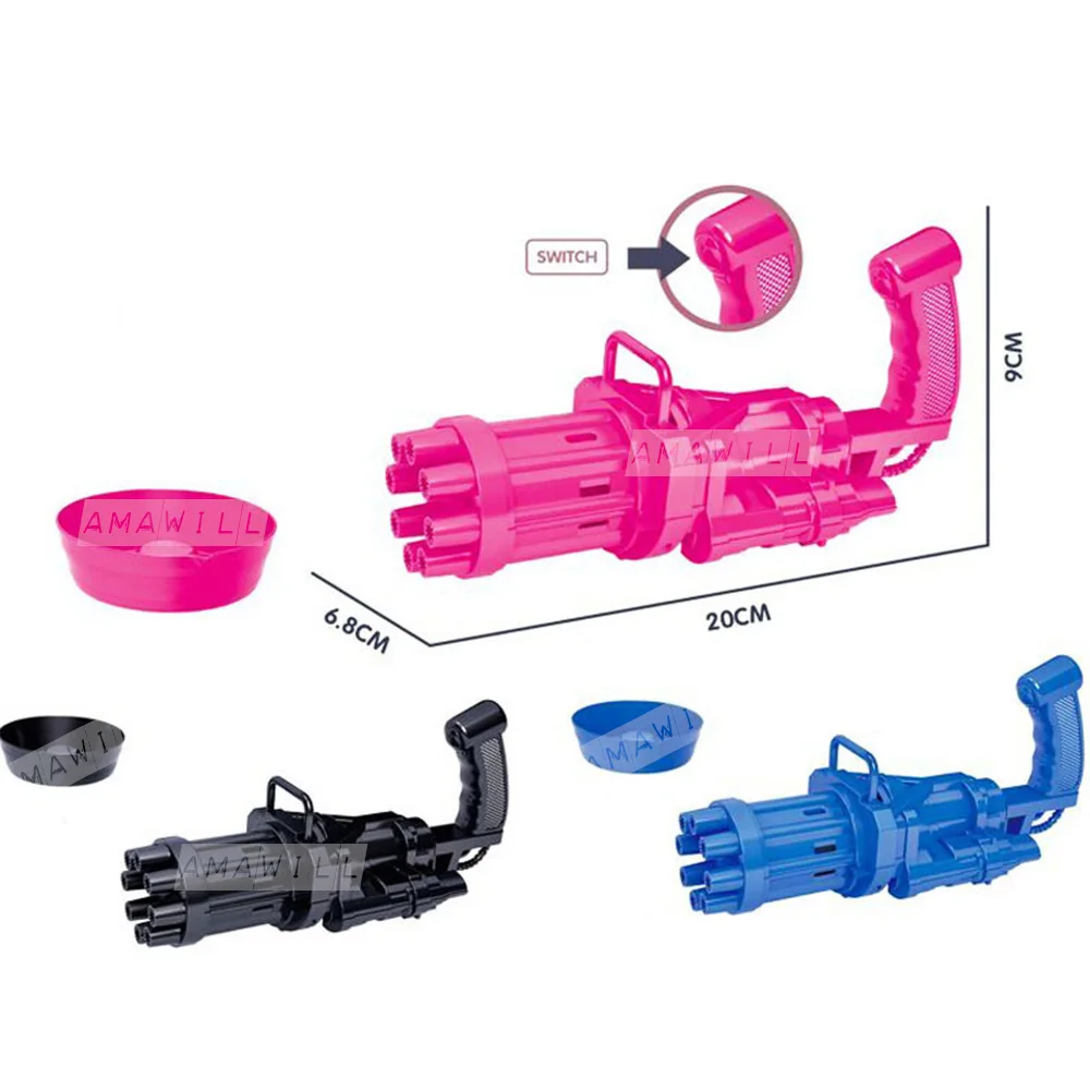 

Amawill Gatling Bubble Machine Wedding Birthday Party Electric Sound Light Automatic Bubble Blower Maker Gun Kids Outdoor Toy