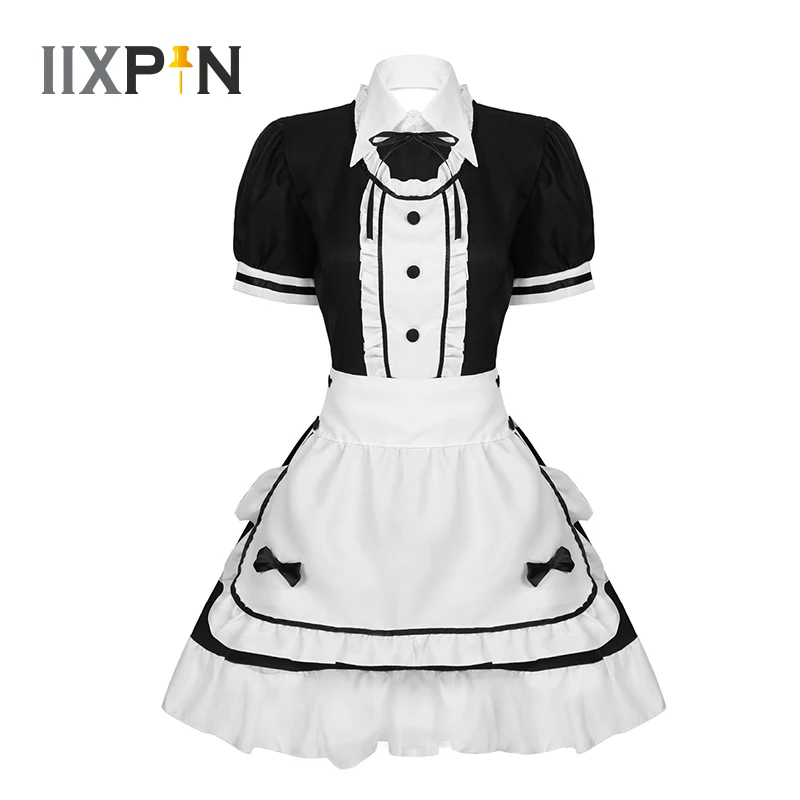 5 шт. Женский костюм французской горничной с короткими пышными рукавами Униформа