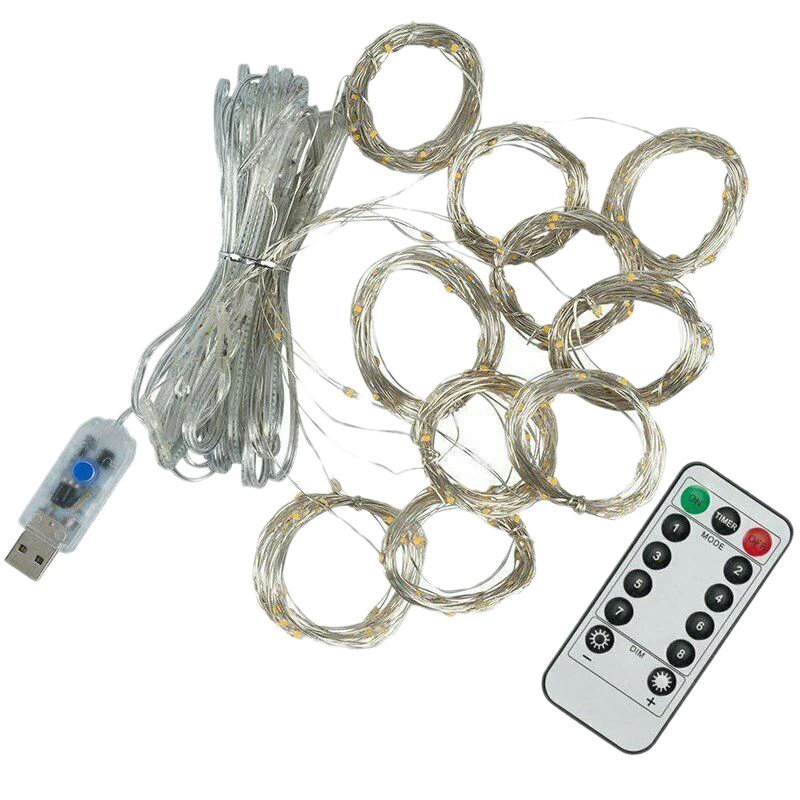 300 светодиодный USB занавес сказочные огни Подвесной Настенный светильник для