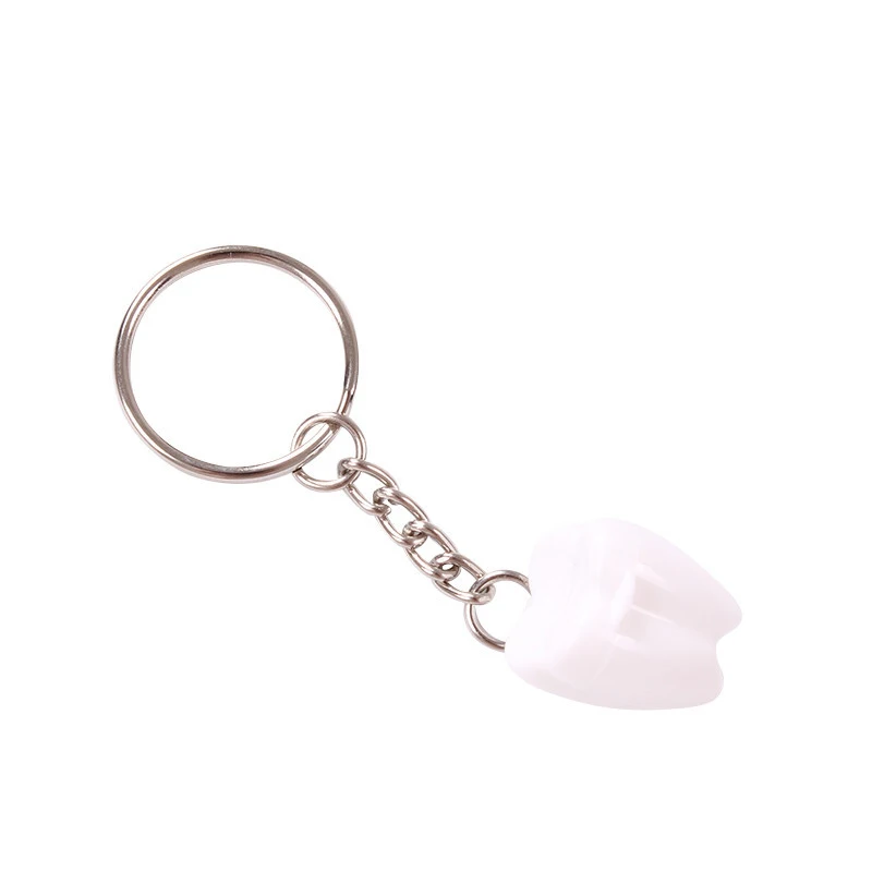 Key chain white XZJJA 10-20 шт. форма зуба Детские коробки для хранения молочных зубов детская Силиконовая зубная щетка для малышей Органайзер мини пластиковый контейнер маленькая коробка - Цвет: Key chain white