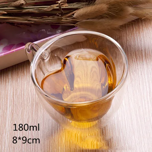 180ml VILEAD 180 мл 240 мл в форме двух сердец водное стекло с ручкой креативная высокотемпературная стойкая молочная кофейная Цветочная чайная чашка - Цвет: 180ml