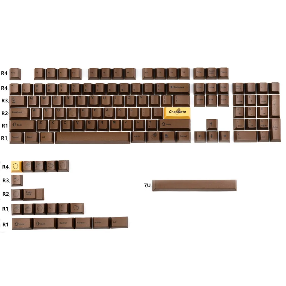 

Колпачок для клавиш шоколадного цвета PBT Dye, колпачок для клавиш MX Switch, механическая клавиатура Cherry Profile с пробелной 7U