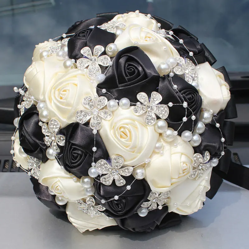 Атласный букет розы Королевского синего цвета фуксии Свадебный невесты с