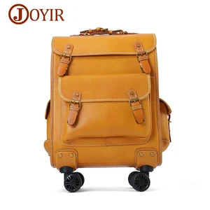 JOYIR Genuine Leather Luggage Boarding Box Leisure Rolling Luggage 22inch Travel Suitcase High Quality Travel Suitcase Bag