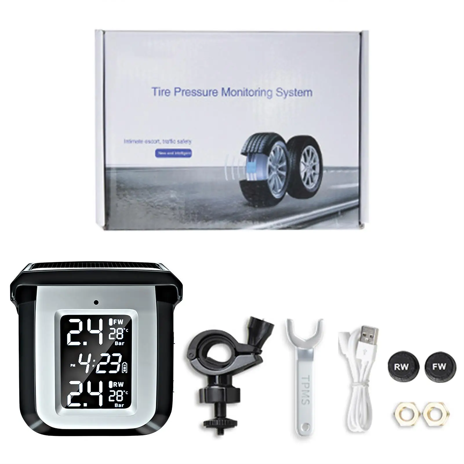 

Wireless Tire Pressure Monitoring System for Motorcycles Waterproof High-precision Solar Charging Motorcycle Tire Pressure