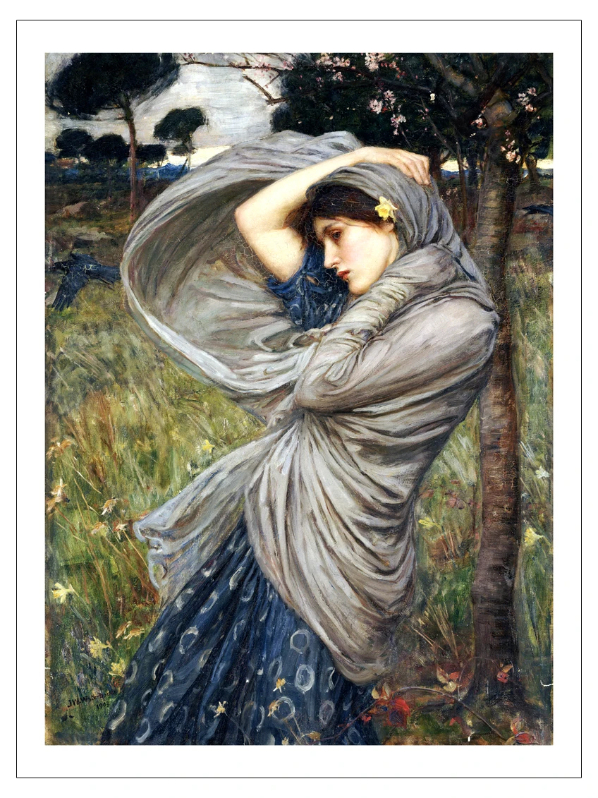 

figurative art posters canvas painting portrait pictures mural prints art Boreas By John William Waterhouse Neo-Classical artist