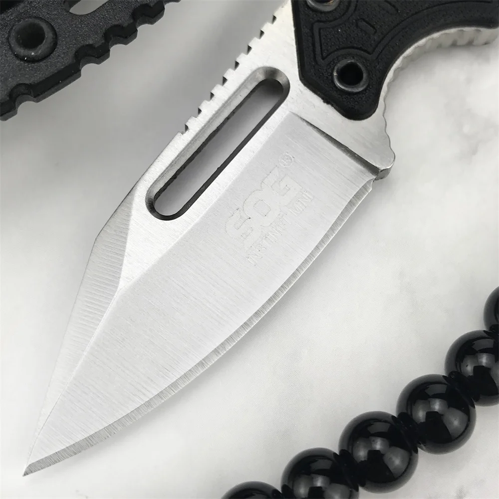 Полноценный, прочный нож SOG с изогнутым клинком, рукоятью из G10, легкий миниатюрный карманный инструмент EDC с многоцелевым кольцом для ношения на шее и пластиковым ножными из АБС.