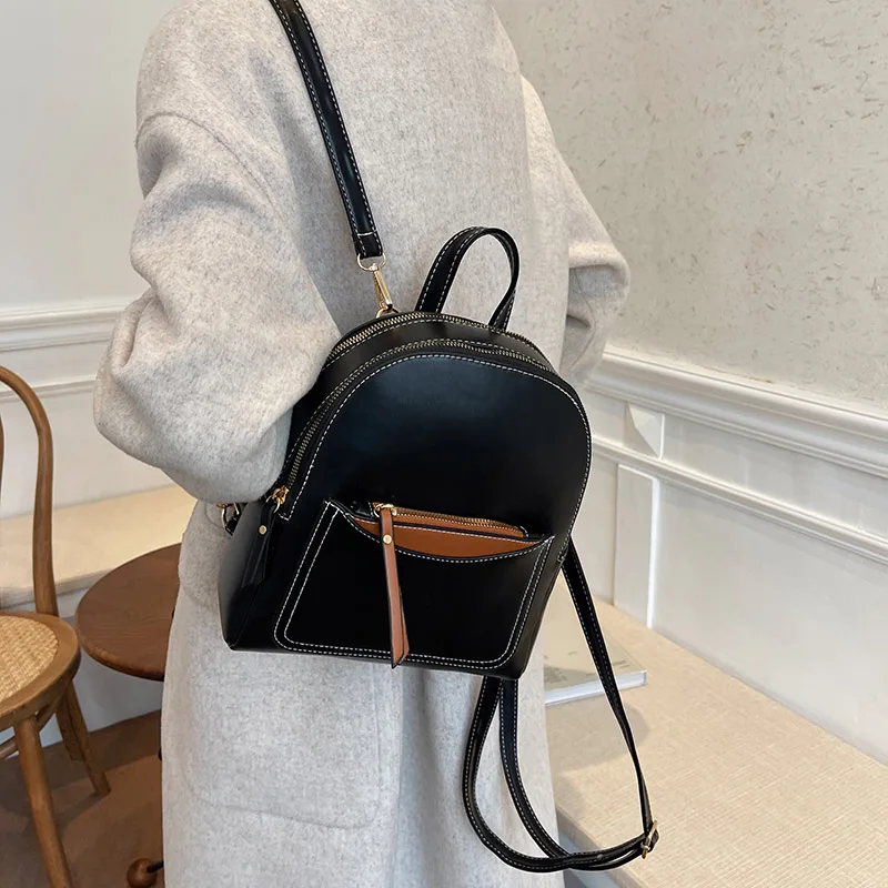 

Модный мини-рюкзак SEETIC, женский рюкзак из искусственной кожи, женская школьная сумка с защитой от кражи, водонепроницаемый Однотонный женск...