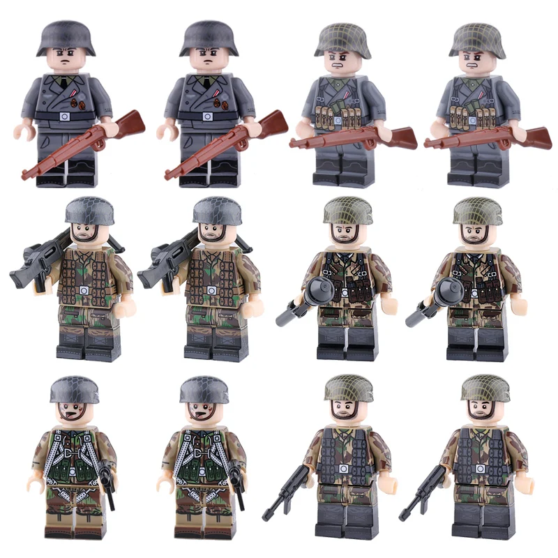 Новинка WW2, армейские солдатики, фигурки, блоки, Германия, США, дивизия, шлем, аксессуары для оружия, Строительные кирпичи, игрушки для детей