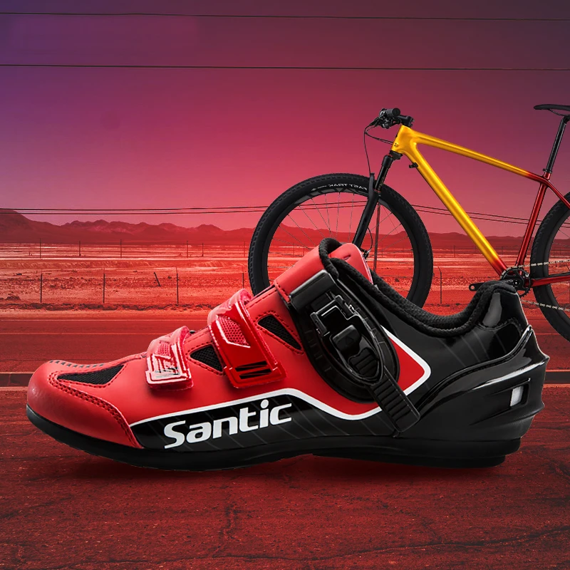 

Santic Men No-Lock Cycling Shoes Reflective MTB Bike Bicycle Rubber Outsole Breathable Road Shoes Zapatillas Ciclismo WMS18005