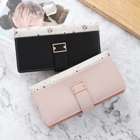 woman wallet luxury long floral decoration female zipper hasp pu leather coin purses multi function card holder phone bag