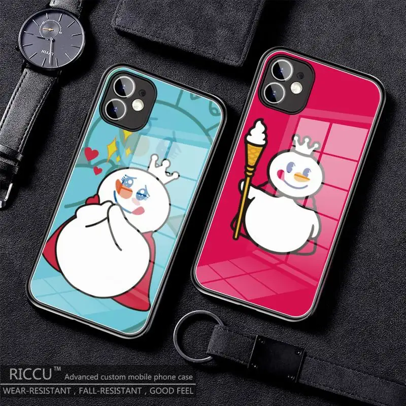 

Honey Snow City Cute snowman Phone Case Tempered Glass For iPhone 13 11 Pro MAX XR XS 8 7 6S 6 Plus 2020 12 Pro Max Mini Covers