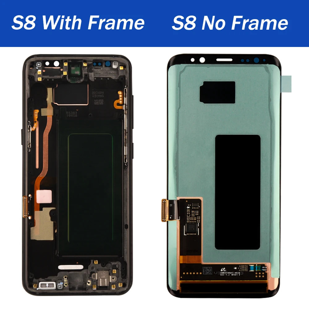 Original New LCD for SAMSUNG Galaxy S8 G950F Plus G955F Super AMOLED Display with Frame Touch Screen Digitizer Repair Parts | Мобильные