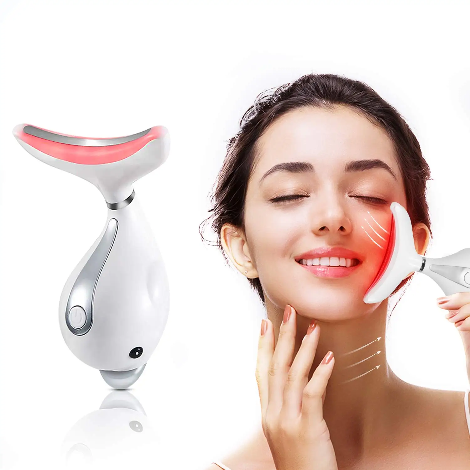 3 Colors Led Facial Neck Massager Photon Therapy Heating Reduce Double Chin Skin Lifting Face Wrinkle Removal Tool | Красота и