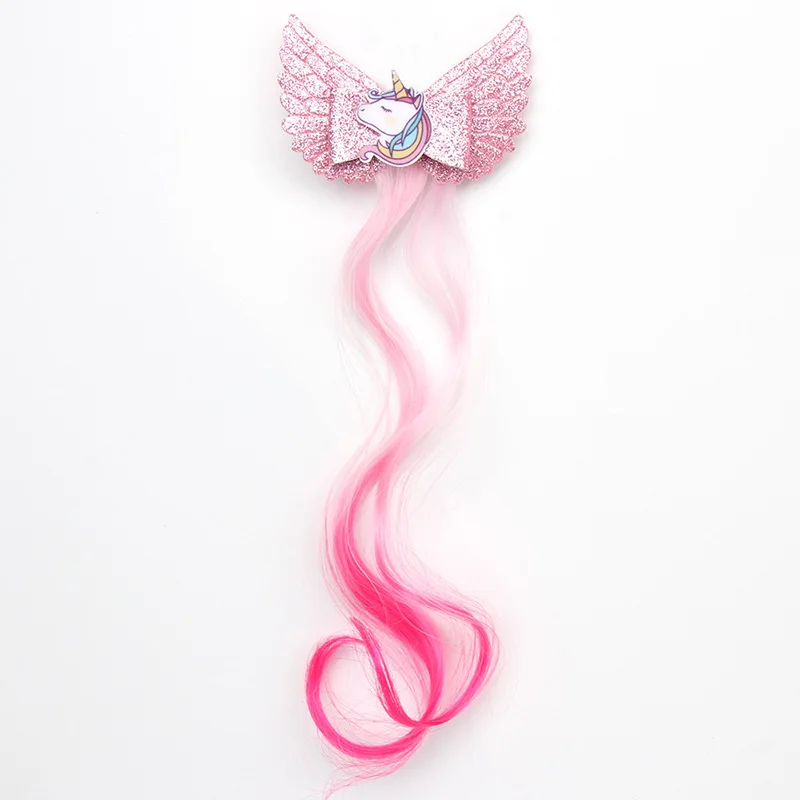 Cute Wings Unicorn Beauty Horns Baby Girls Hair Clips Wig Hairpins Kids Children Barrettes Accessories Bows | Детская одежда и