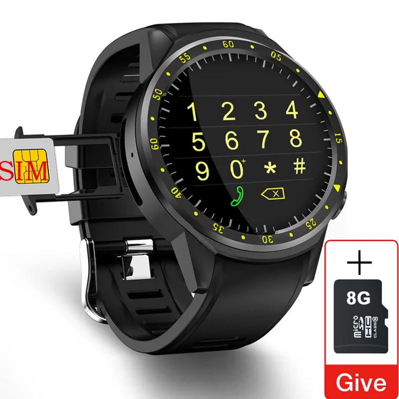 Black add 8G Gps Смарт часы для мужчин с sim-картой камера F1 смарт часы Датчик сердечного ритма спортивный телефон подключены Часы android iOS часы - Цвет: Black add 8G