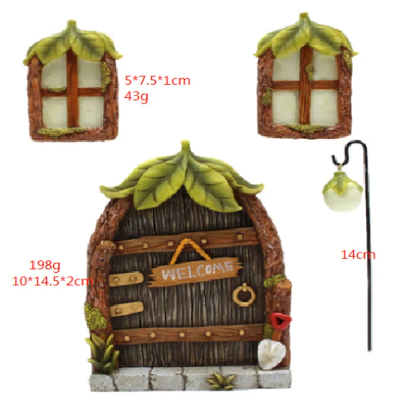 

Small Door Decoration Miniature Gnome Door and Window Pendant Crafts Courtyard Garden Tree Sculptures Diy Decoration RE