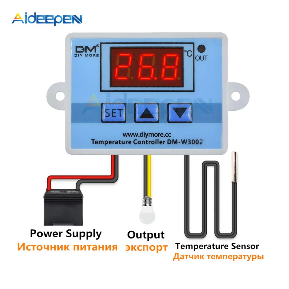 

XH-W3002 W3002 AC 110V-220V DC 24V DC 12V Led Digital Thermoregulator Thermostat Temperature Controller Control Switch Meter