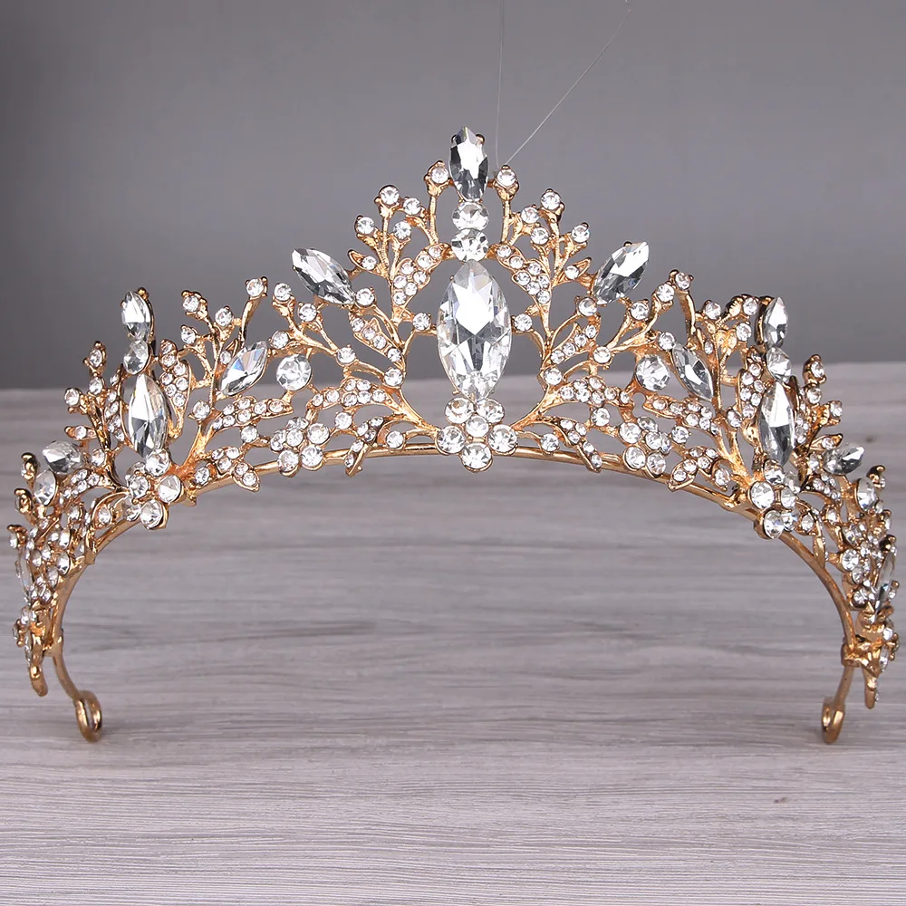 

Bridal Jewelry Crown Headdress Wedding Dress Accessories Crystal Crown with Alloy Diamonds Tiaras Fashion Hairwear Water Drop