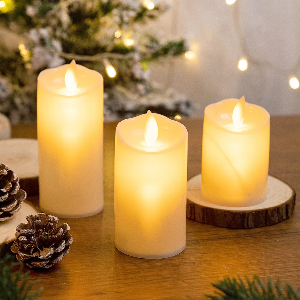 

Flameless LED Tea Light Candles Battery Operated Flickering Pillar Candles Tealights Romantic Valentines Wedding Decoration