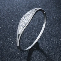trendy clamper cz bangle ring set rb61357 jewelry women elegant bracelet party gold silver plated