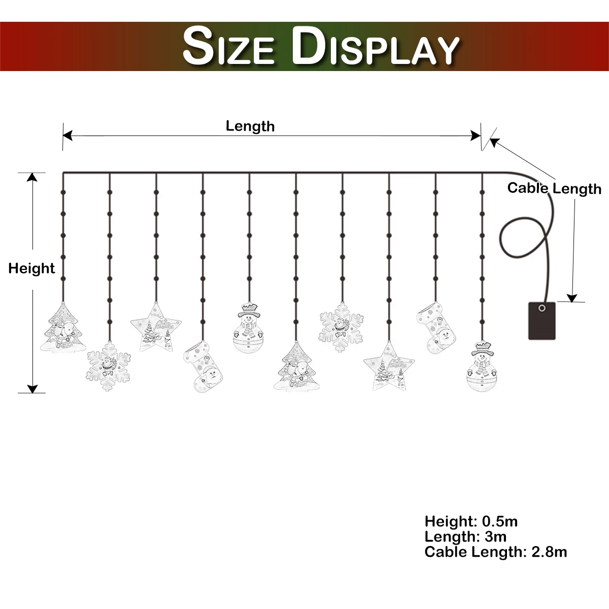 Window Decoration Hanging Light 3M LED Curtain Lights Christmas String USB/Battery Store Restaurant Decor Xmas Lamp | Лампы и