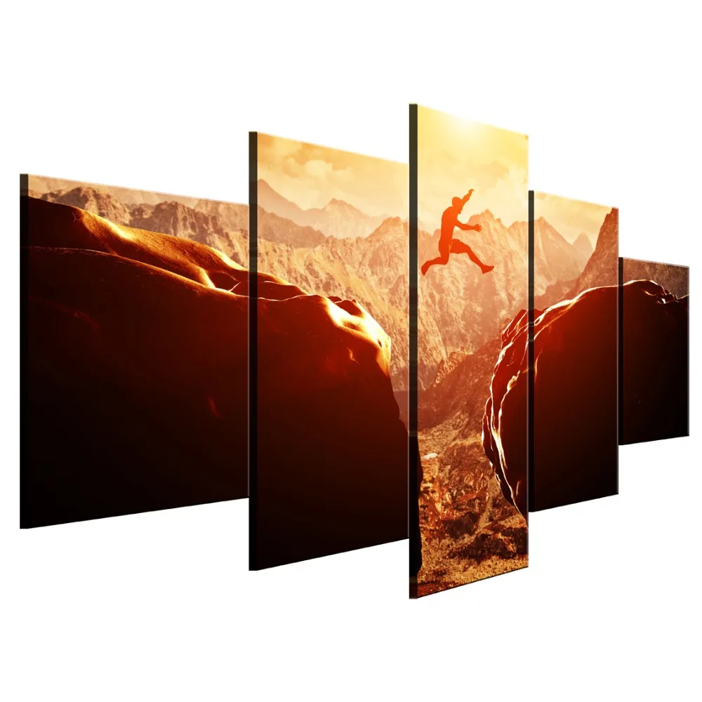 

5 Piece HD Print Climbing Jump Sunset Poster Modern Decorative Paintings on Canvas Wall Art for Home Decorations Wall Decor
