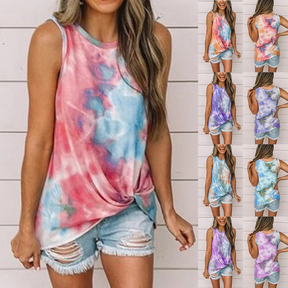 Многоцветный градиентный жилет без рукавов для женщин 2020 летний модный