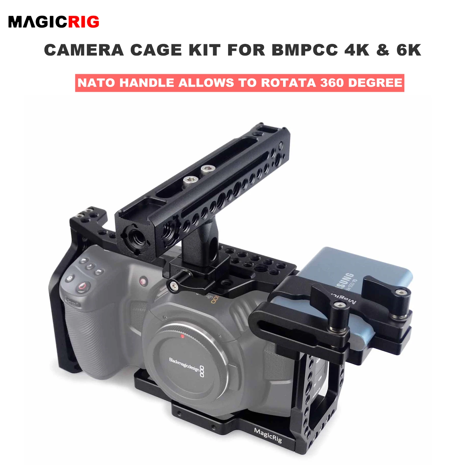 Клетка MAGICRIG BMPCC 4K &amp 6K для карманной кинокамеры Blackmagic Design с вращающейся ручкой NATO