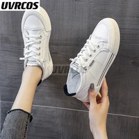 2022 autumn womens vulcanize shoes spring casual classic pu leather lace up shoes women sport white shoes sneakers